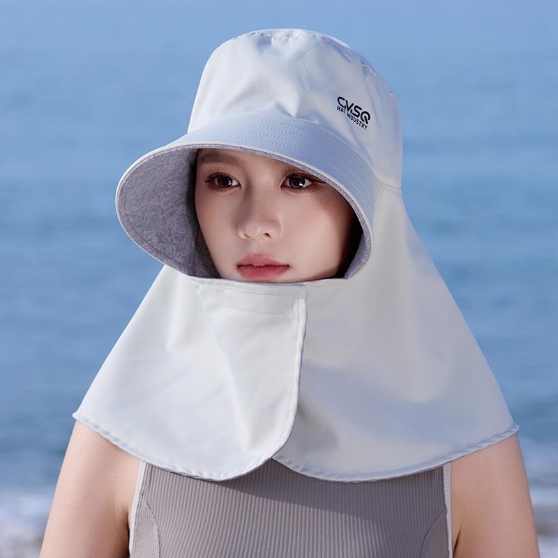 Summer Ice Silk Sun Hat For Women New Neck Protection Integrated Sunshade Hat High Aesthetic Outdoor Cycling Sun Cap