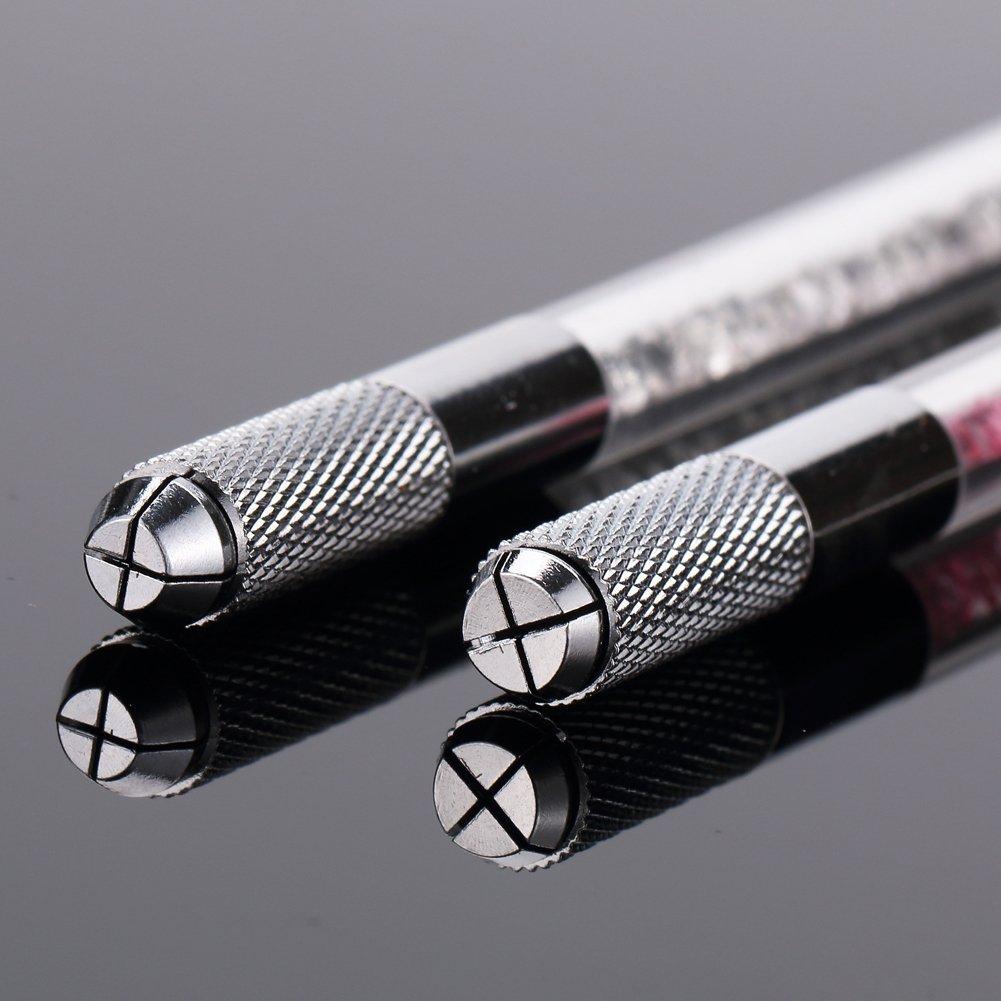 Microblading Pen 10 Pcs Professional Dual-head Manual Tattoo Fog Eyebrow Micro blading Pen Needle Tip Holder Tool For Permanent Makeup Supplies
