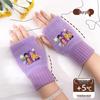 Kpop Women's Fingerless Knitted Gloves - Versatile Warm Plush Autumn/Winter Half-Finger Hand Socks, Solid Color for Students.