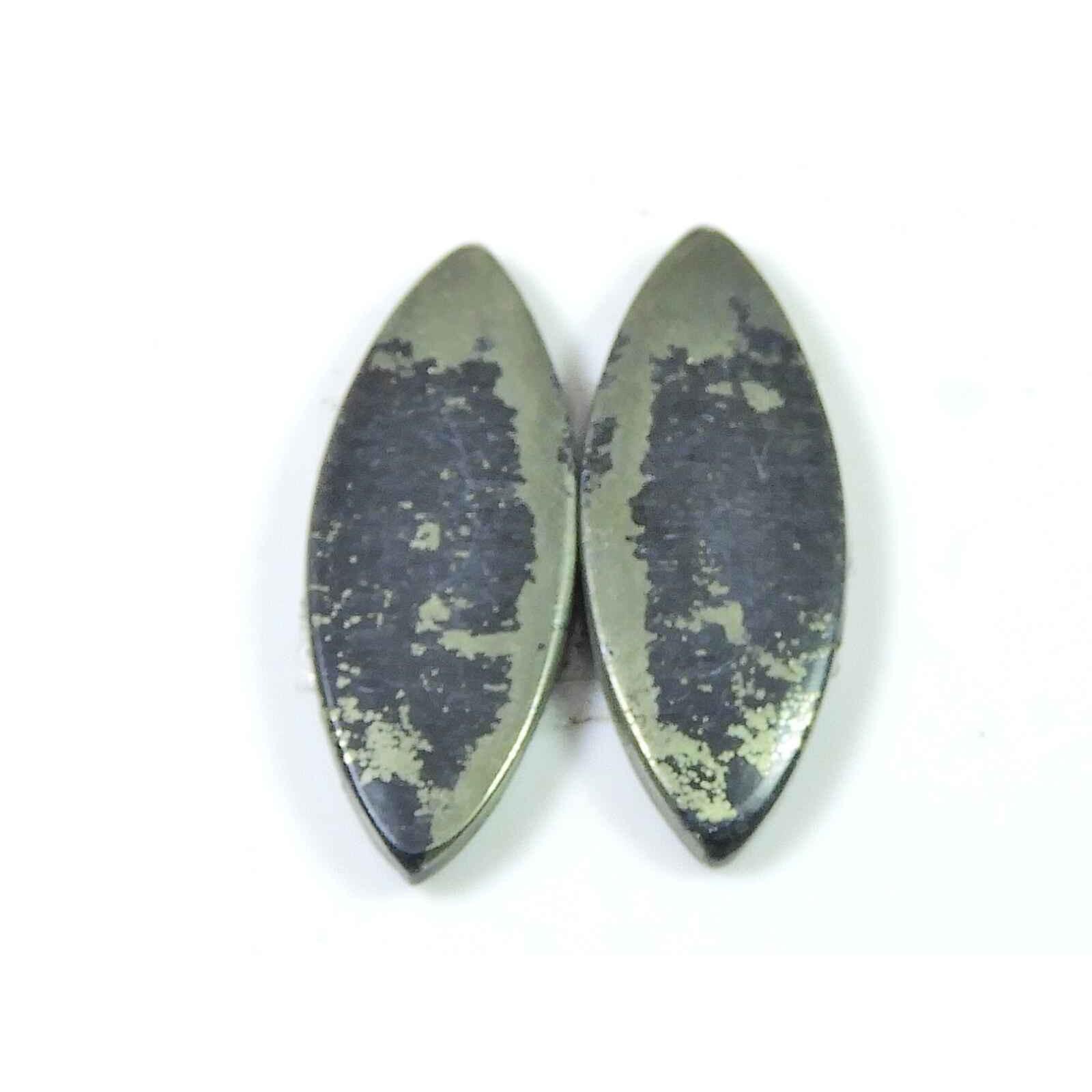 

37Cts. Natural Appach Gold Pyrite Pair Marquise Cabochon Gemstone 12X33MM SK-2134