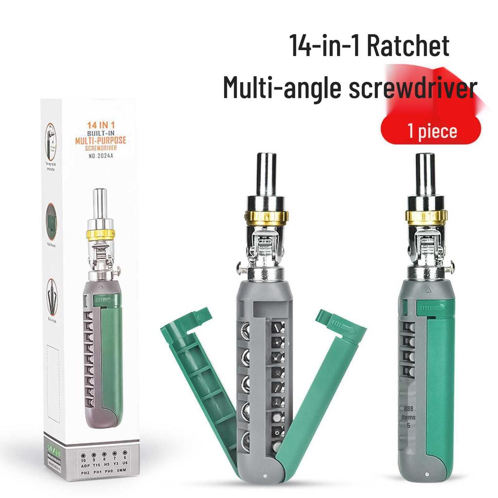 14-in-1 Multi-Function Ratchet Screwdriver Set with Chrome Vanadium Steel Sockets & Specialty Bits