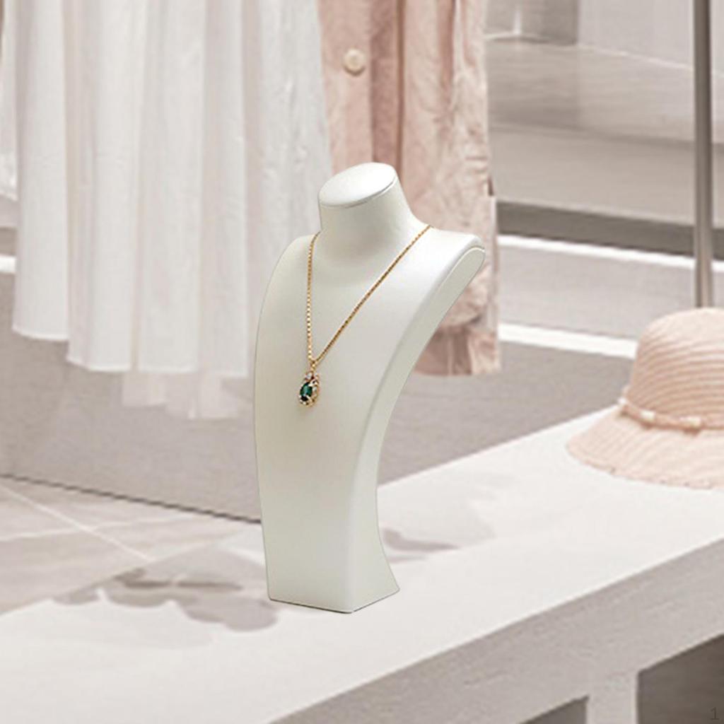 Necklace Bust Display Stand Jewelry Holder Photo Prop, PU Leather Selling Storage Rack Shop