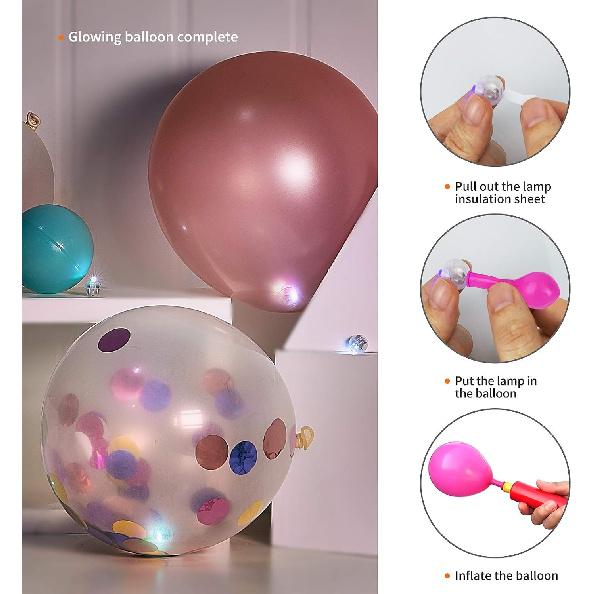 Aogist 100 Stück Weiße Ballonlichter, Lange Standby-Zeit Wasserdichtes Mini-Licht, Batteriebetrieben, Runde LED-Kugel Lampe für Latexballon Papierlaterne Party