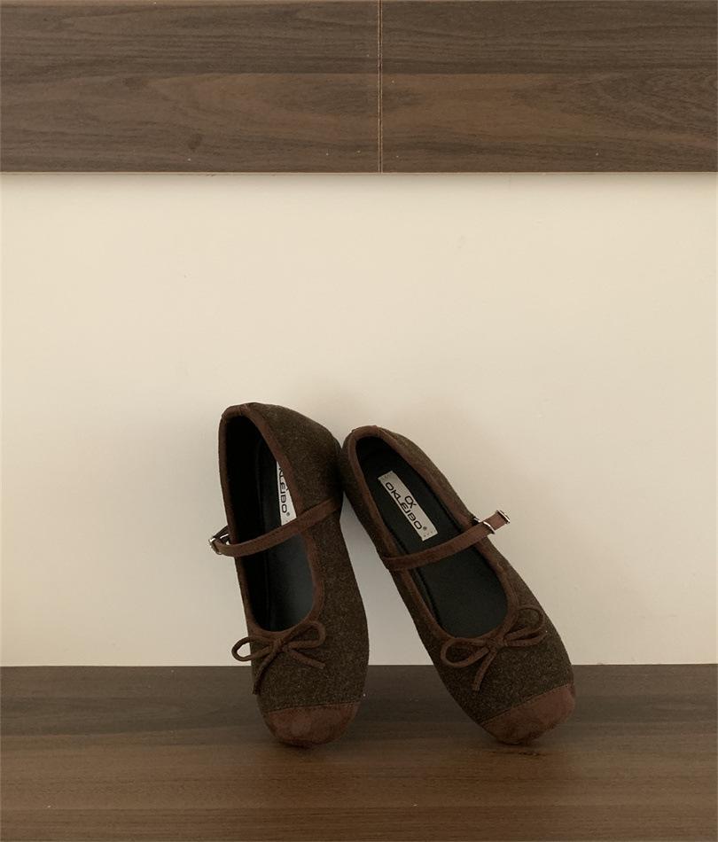 Fashion bow word with Mary Jane shoes female summer retro fairy style with skirt wedge heel ballet shoes single shoes