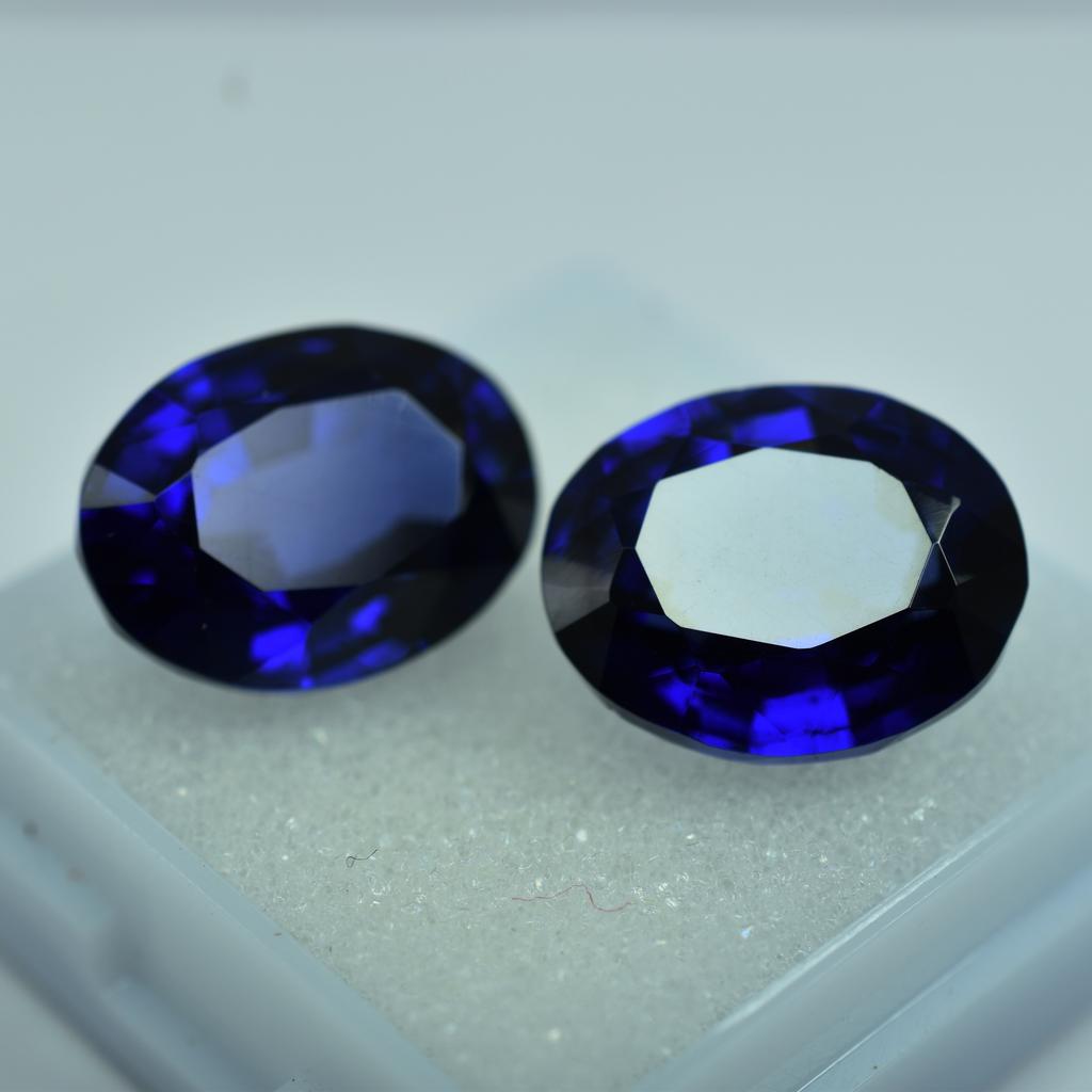 18.60 Ct Natural Blue Sapphire Certified Pair Gemstones Oval Cut Making Jewelry