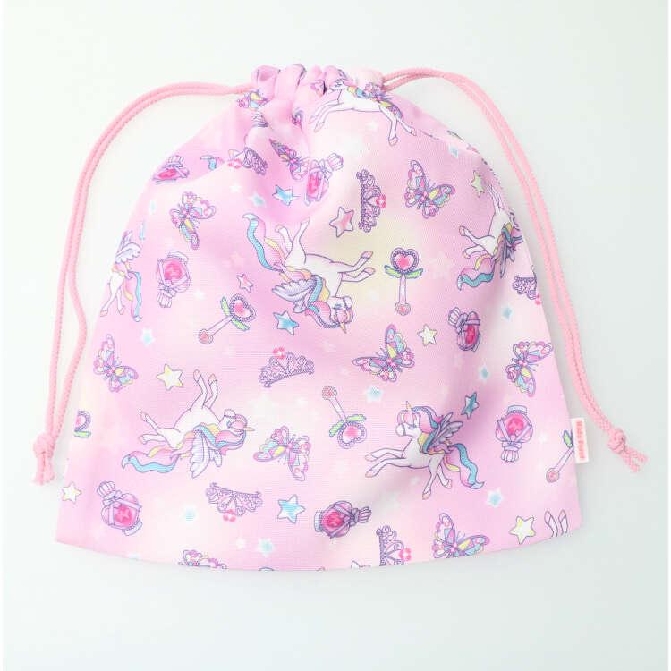 [Children's Clothing] Kids Foret (Kids Foret) Unicorn, Working Car, Dinosaur, Strawberry Pattern Drawstring Bag M B11609