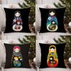 Matryoshka Doll Russia Art Pillow Case Office Sofa Dorm Chair Back Short Plush Double-sided Printing Home  Cushion Cover