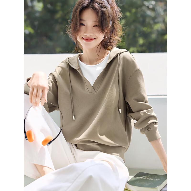 Women's Casual Spliced Striped Hooded Sweatshirt