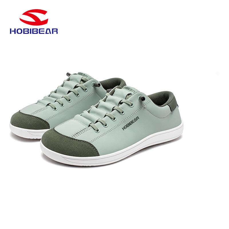 HOBIBEAR Leather Barefoot Shoes Lightweight Wide Toe Box Zero Drop Slip-on Shoes for men&Women