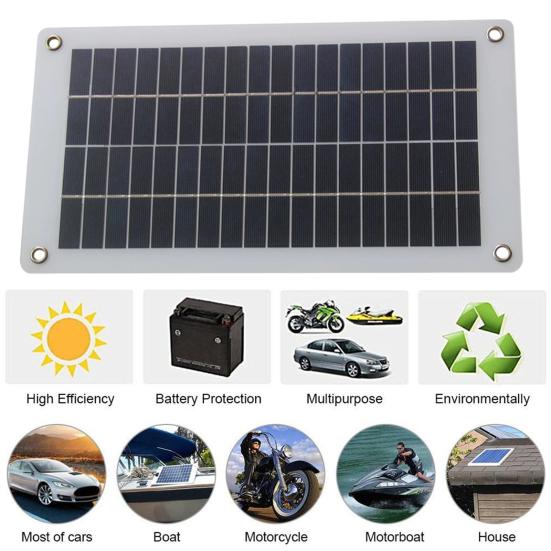 10W 18V/5V Solar Panel Dual USB Direct Current Outdoor Camping Hiking Cycling Power Bank Mobile Phone Emergency Charger Polycrystalline Solar