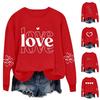 Women's Fashionable Casual Long-Sleeved  Neck Valentine's Day Print Pullover Sweatshirt