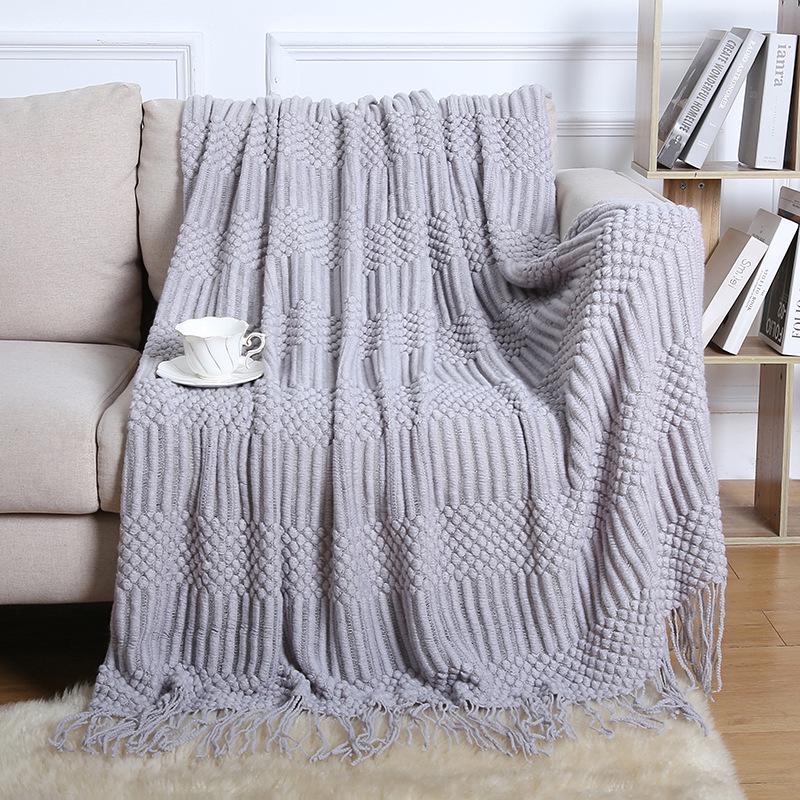 Nordic Tassel Sofa Throw Blanket - Air Conditioning Nap & Hotel Bed Runner, Summer Bed Flag, Bed End Blanket