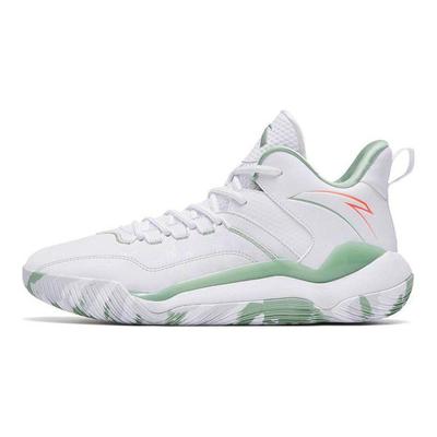 Laser 4 Leather Wear-Resistant Breathable Mid-Top Basketball Shoes Men Sneakers White Green 112311607-1