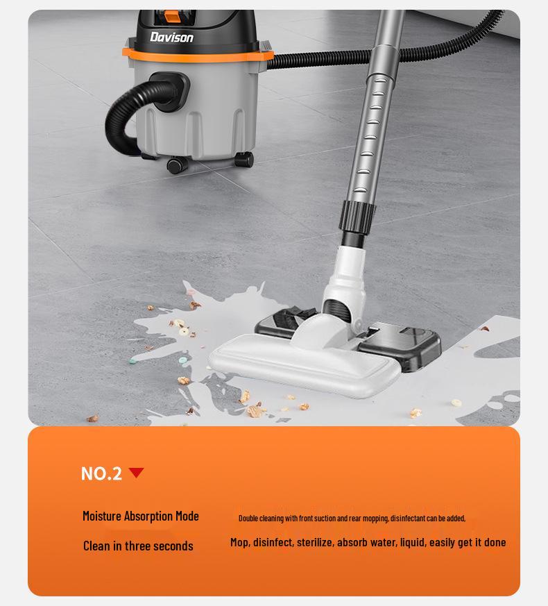 High-Power Industrial Vacuum Cleaner: Strong Suction for Home, Commercial, Car, and Renovation Use; Efficient Dust and Water Removal.