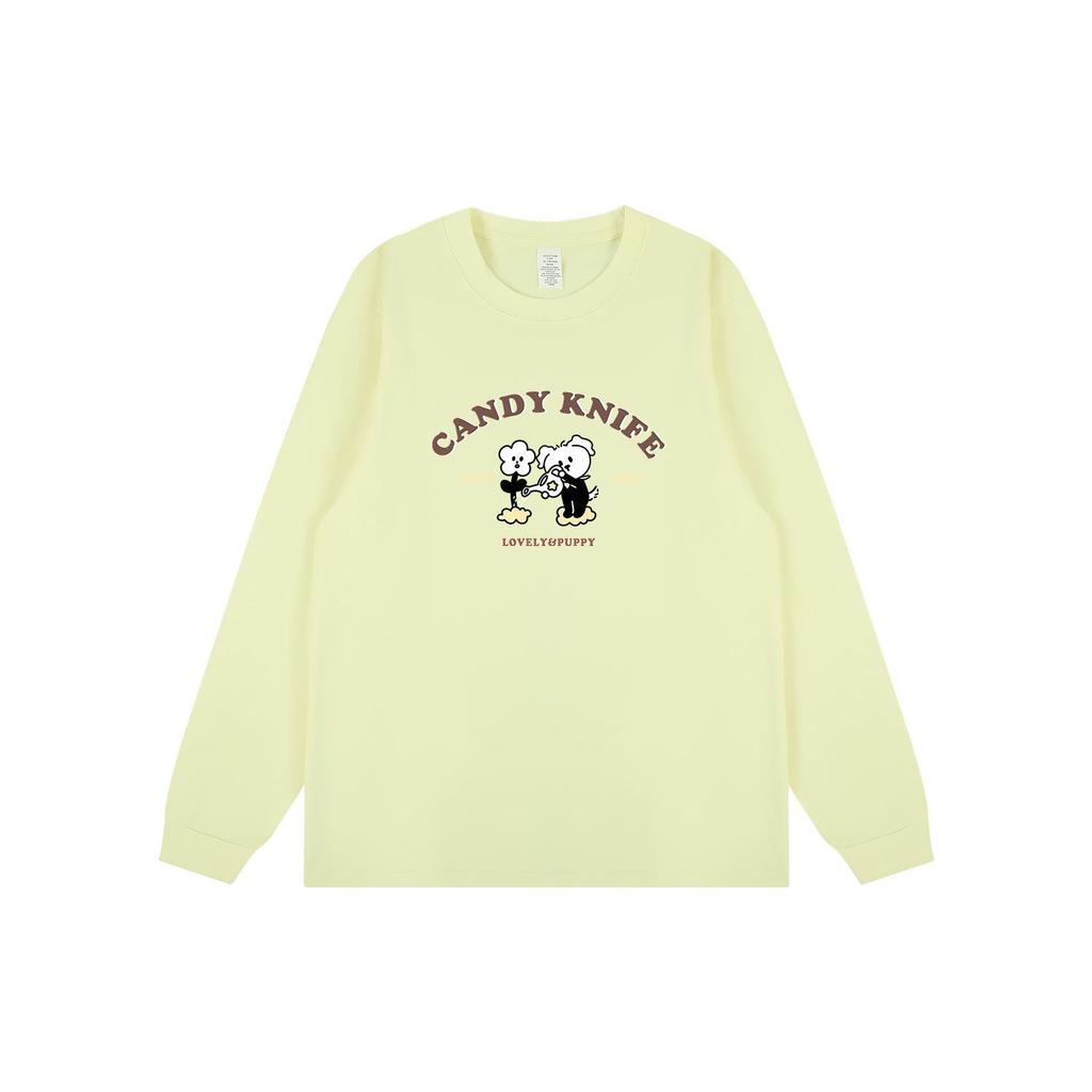 Trendy 24-Year Cute Cartoon Print Long Sleeve Korean Style Top for Men & Women