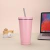 Stainless Steel Vacuum Insulated Travel Mug With Straw Lid Double Wall Coffee Cup Car Office Outdoor Use