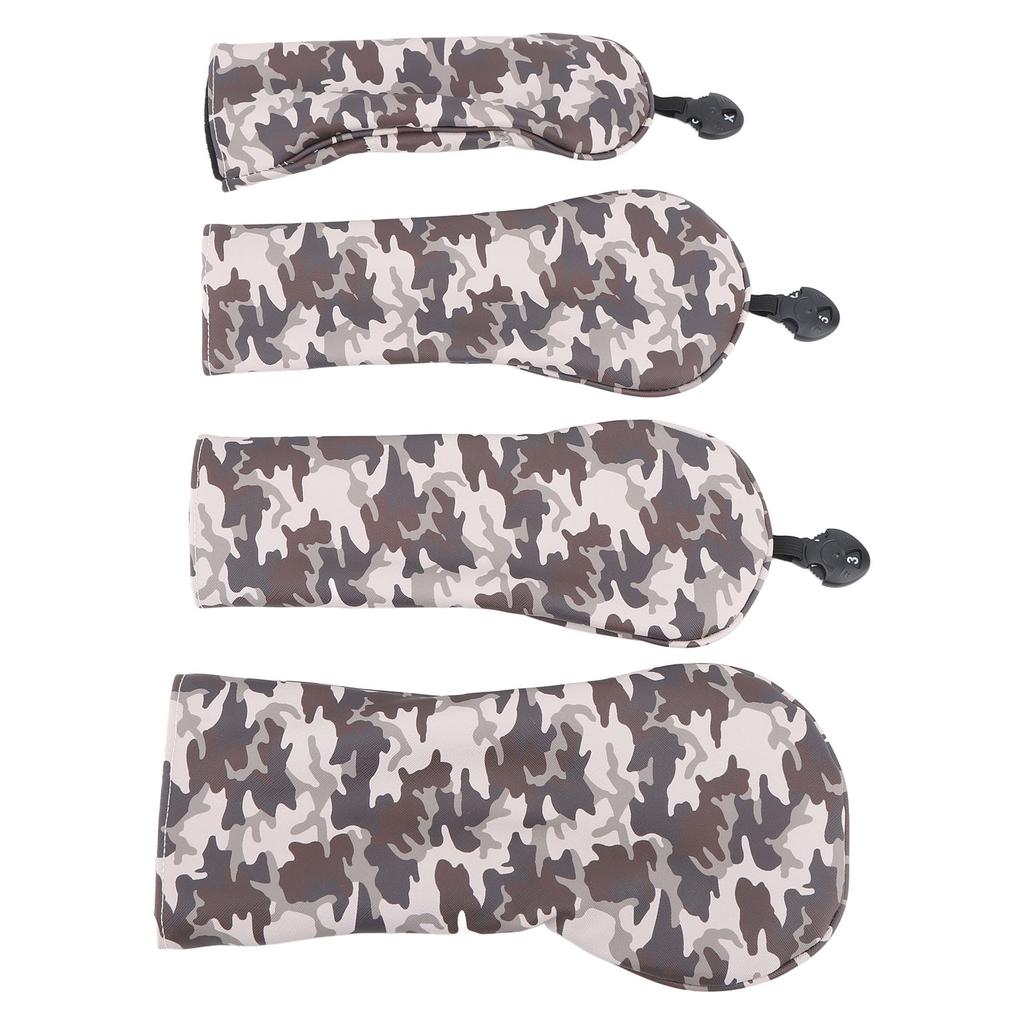 Thick Plush Golf Wood Club Cover Camouflage Brown Golf Club Head Protective Cover with Number Plate