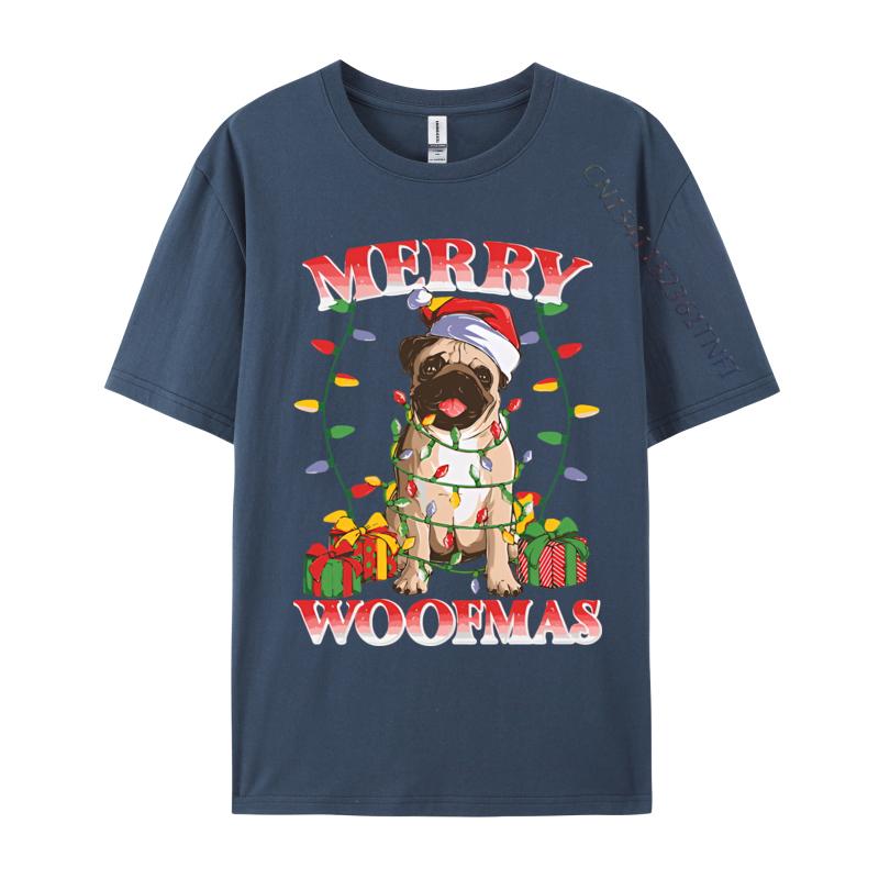 New Tshirt Merry Woofmas Christmas Santa Pug T Shirts Graphic New Trend Tops Mens Clothing Plus Size