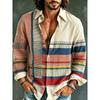 Camisa de hombre con estampado artístico 3D estilo lino retro casual manga larga solapa top moderno y cómodo nueva camisa de talla grande