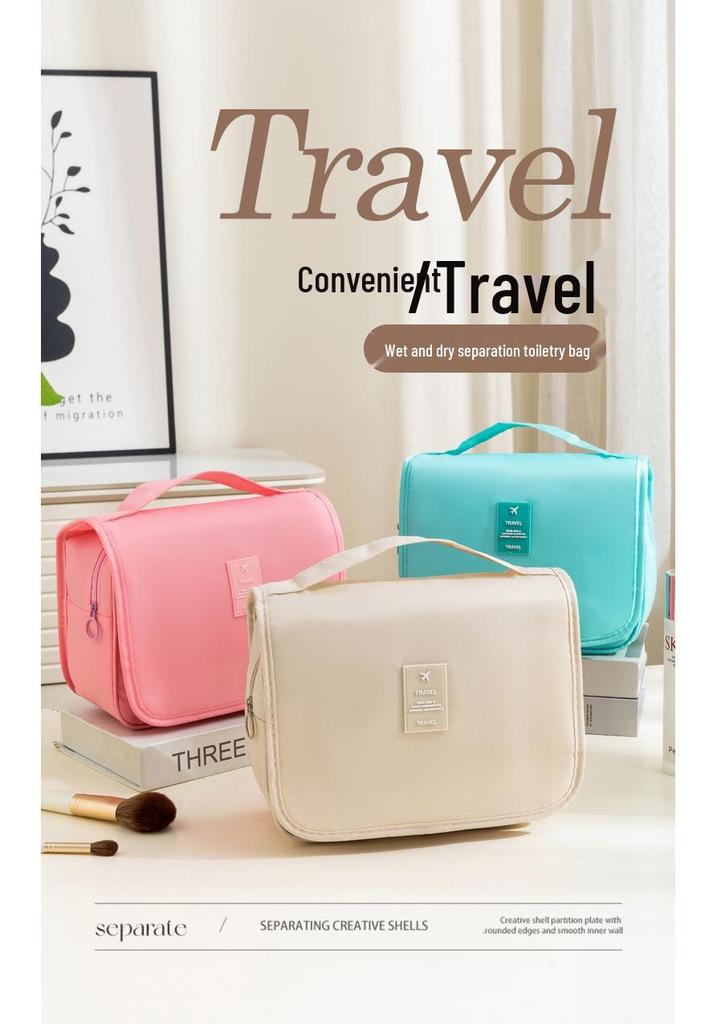 Portable Travel Toiletries Bag - Large Capacity, Wet/Dry Separation, Handheld Storage Case for Makeup & Wash Items