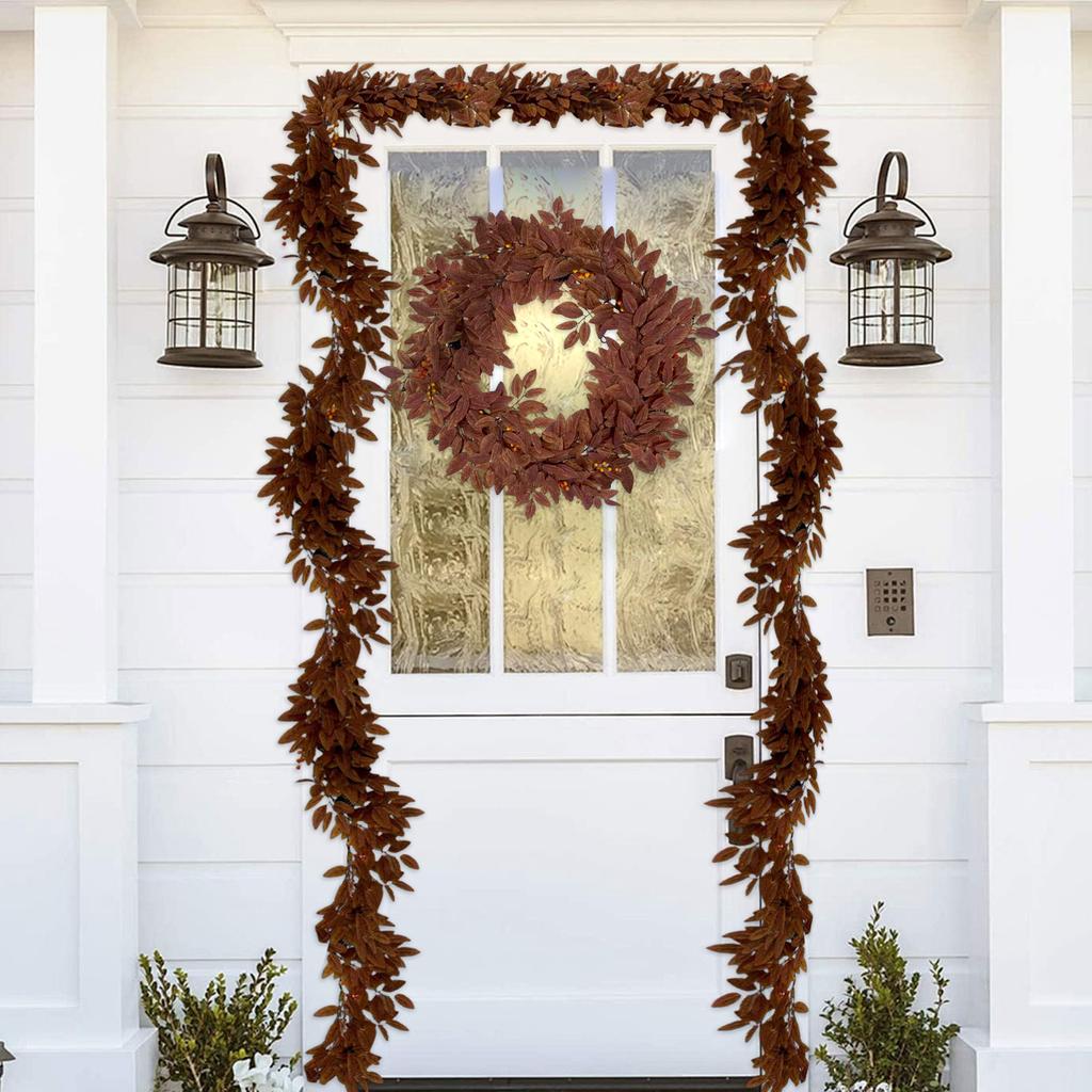 Vánoční ratan, šifrovaná vánoční dekorace Ratan, dveřní ratanová dekorace na dveře, 9 stop 50 světel