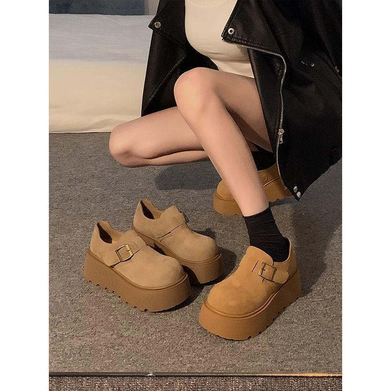 Versatile women's spring single shoes trendy retro fashion small new platform casual