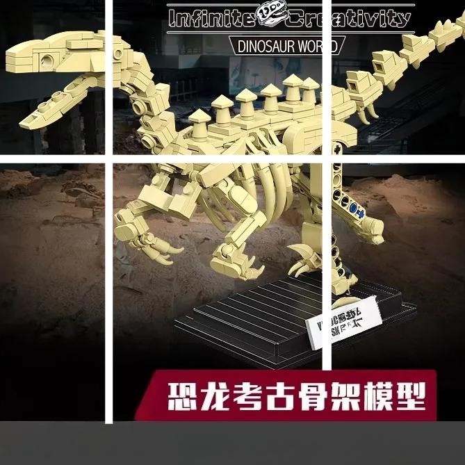 Dinosaur Skeleton Building Blocks Arrangement Model Building Blocks Intellectual Assembly Diy Small Particle Children'S Toys