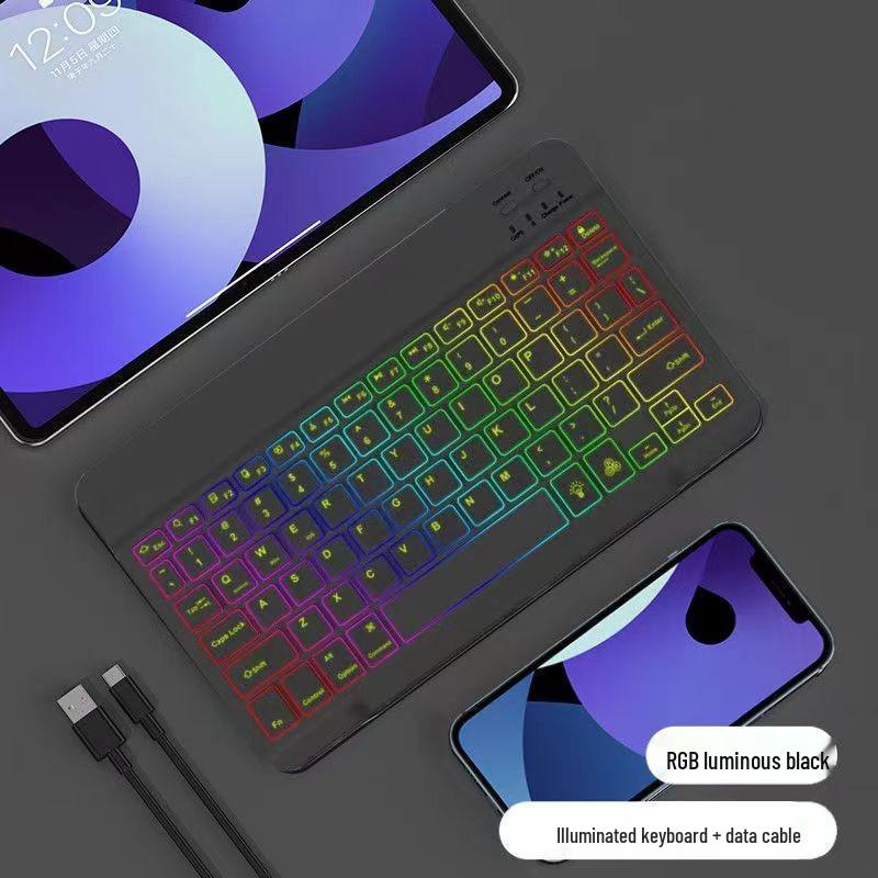 Luminous Wireless Keyboard & Mouse Set for iPad, Silent Bluetooth, Portable, High-Value
