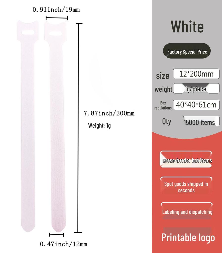 Nylon T-Type Self-Adhesive Hook and Loop Cable Ties