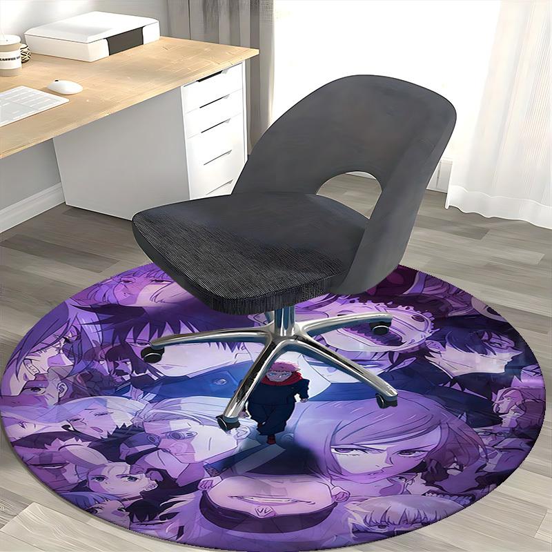 1pc Anime Cartoon Design Round Carpet  Office Chair Mat, NonSlip Rug for Home Decor