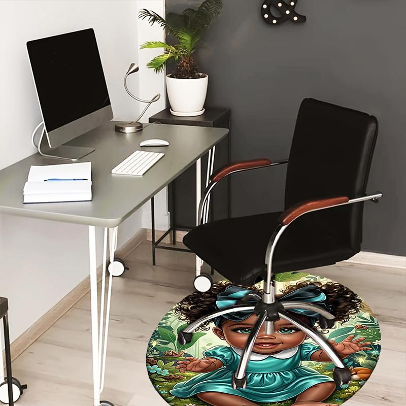 

1PC forest baby Non-Slip Floor Round carpet, Office, family, bedroom, Large Area Rug Indoor Rugs, Durable Polyester-L0388 80cm by 80cm