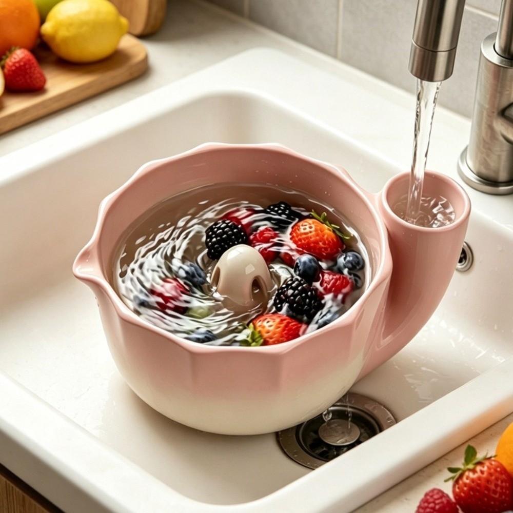 Quick Drain Swirl Berry Washing Drain Bowl Berry Strainer Basket for Vegetable Fruits