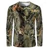 Camouflage Hunting T-Shirt Forest Print Men T Shirt Outdoor Sports Long Sleeve Trip Tactical Training Oversize Top Mens Clothing