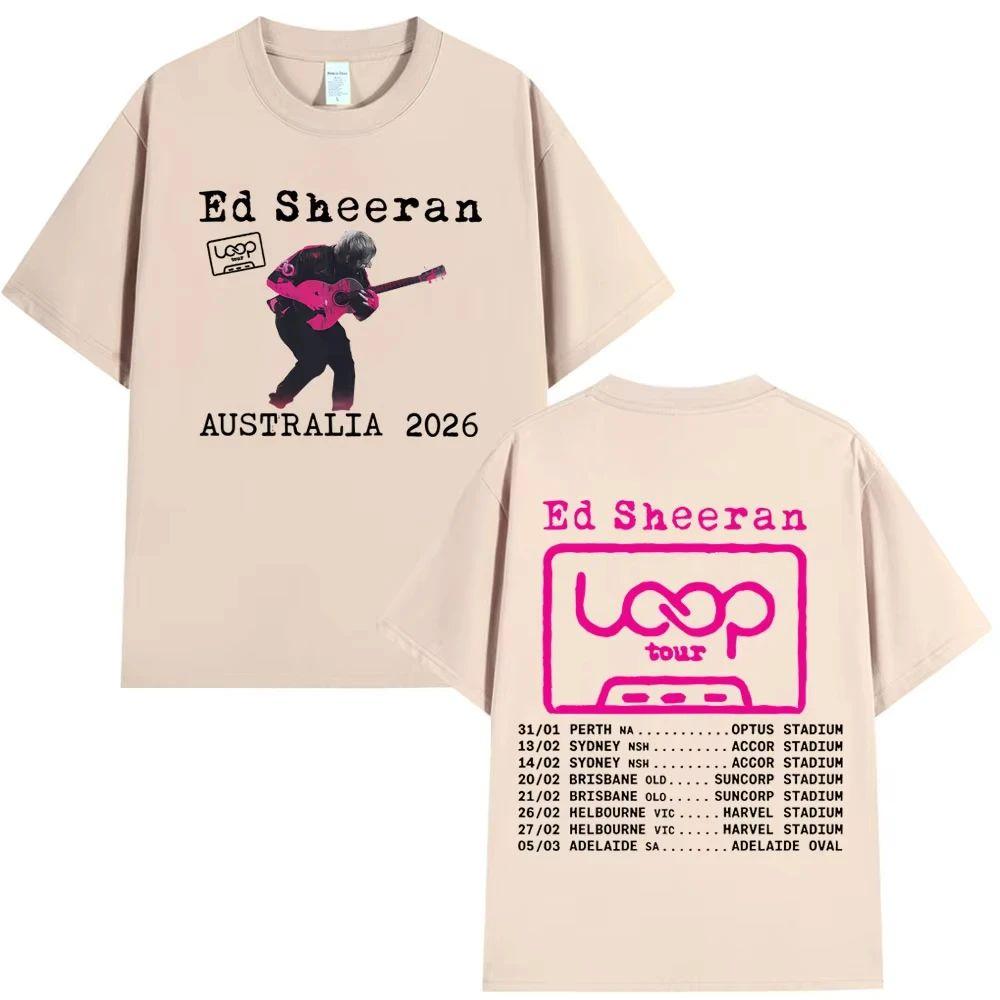 Fashion Hip Hop Tshirt Cotton Oversized T Shirts Ed Sheeran Loop Tour Australia 2026 Tour Merch Tshirts Fans Gifts Unisex