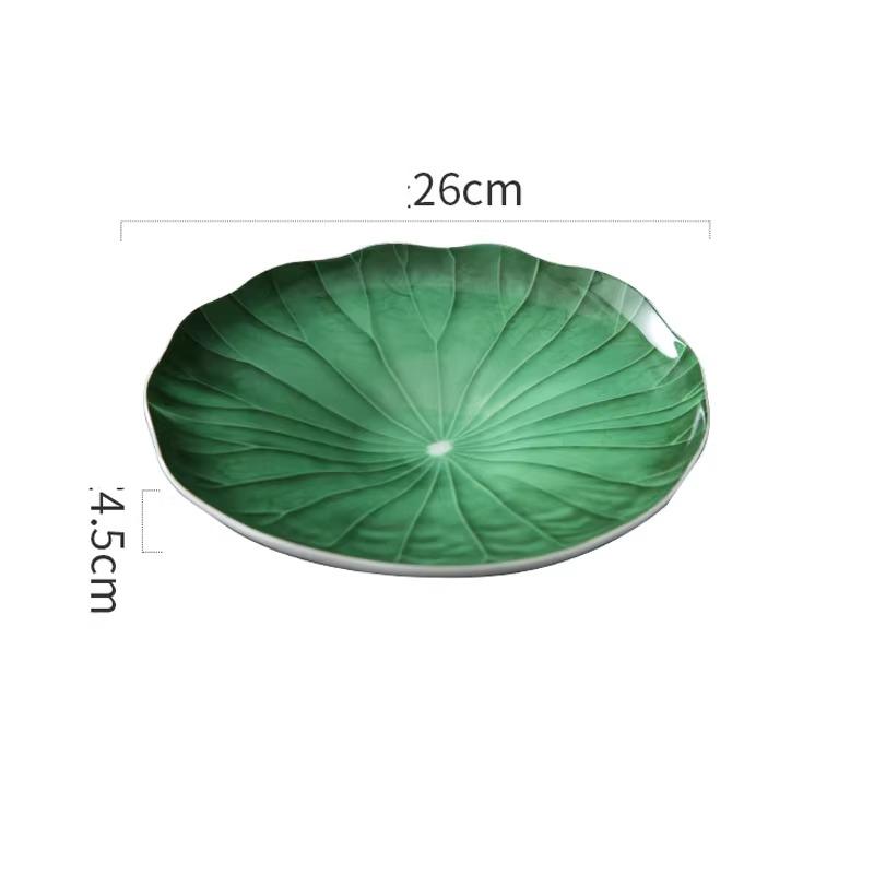 BEPAN 1PC Unique Green Lotus Leaf Plate Hotel Tableware Exquisite Ceramic Plates Creative Chinese Food Ceramic Dinnerware