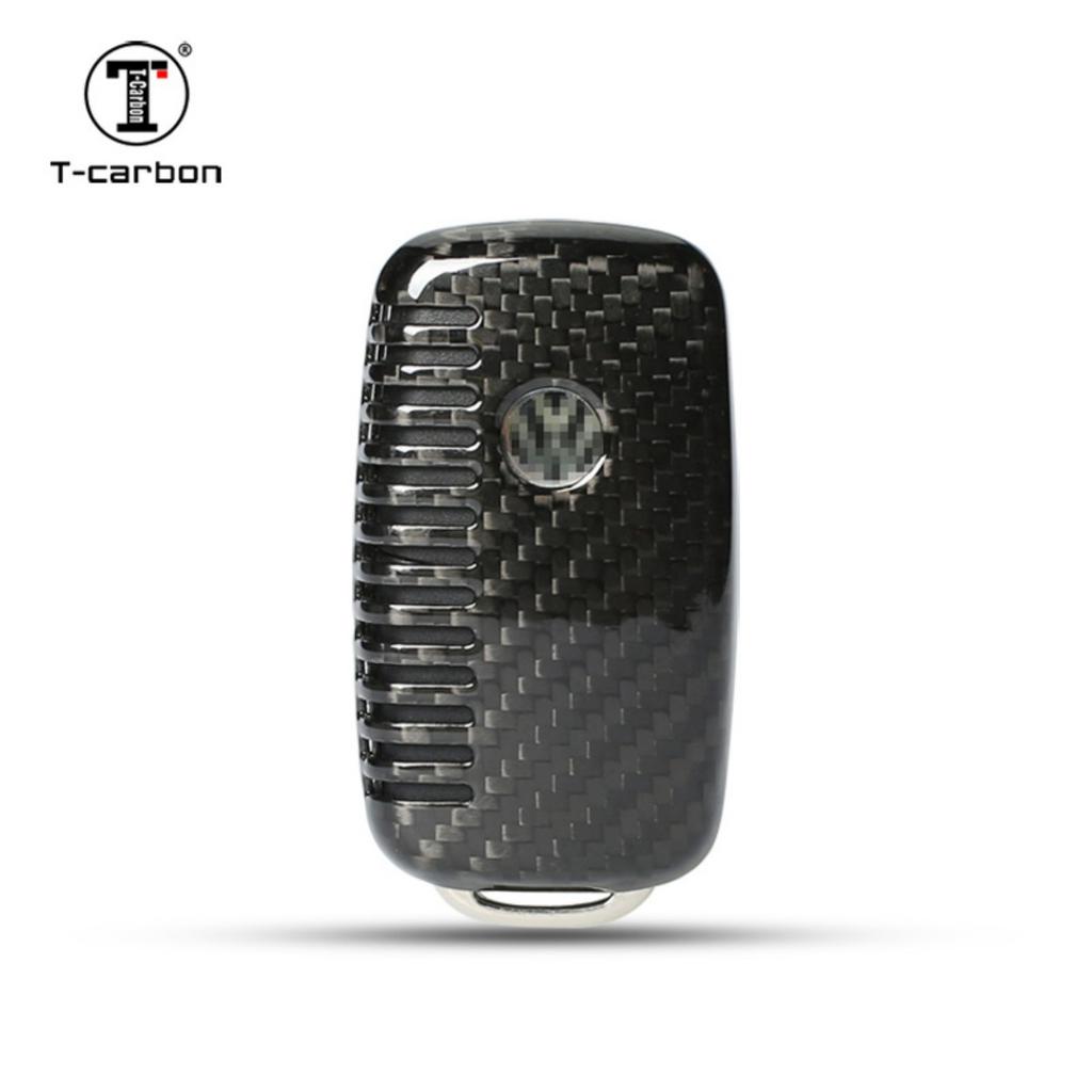 T-Carbon Carbon Fiber Car Key Case Cover Fit For Vw Volkswagen Mk5 Mk6 Floding Key Smart Start Protect Car Key Auto Parts