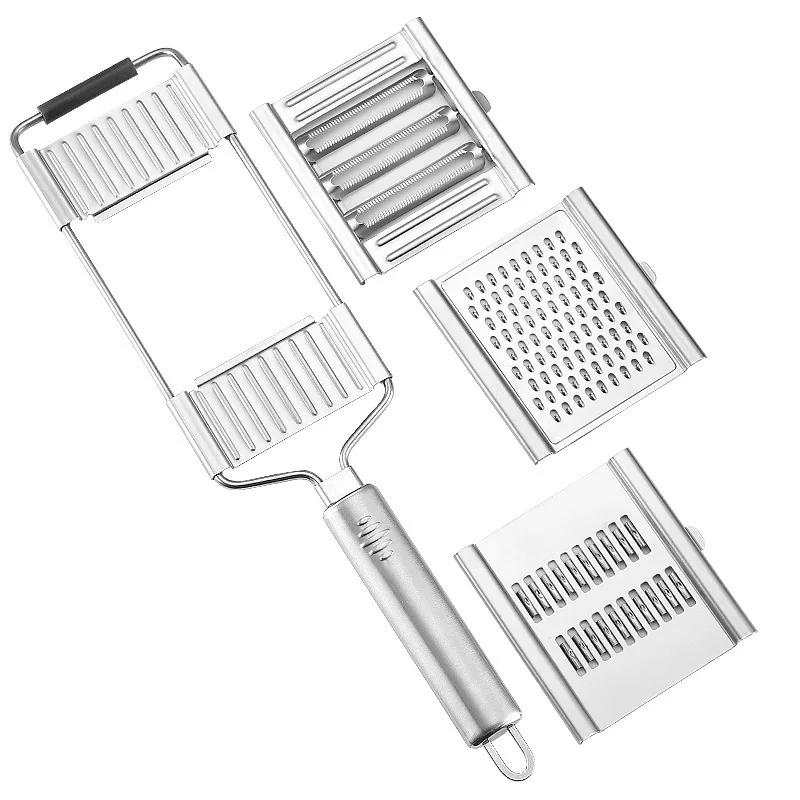 Multi-Purpose 4 in 1 Vegetable Slicer Chopper Stainless Steel Cheese Grater 4 Adjustable Blades Hand-held Shredder Cutter