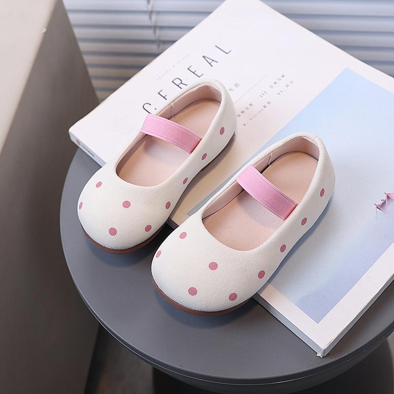 Girls Flat Shoes Slip-on Sweet Polka Dots Kids Moccasins Non-slip Soft Sole 2025 New Children Dance Shoes Round Toes Candy Color