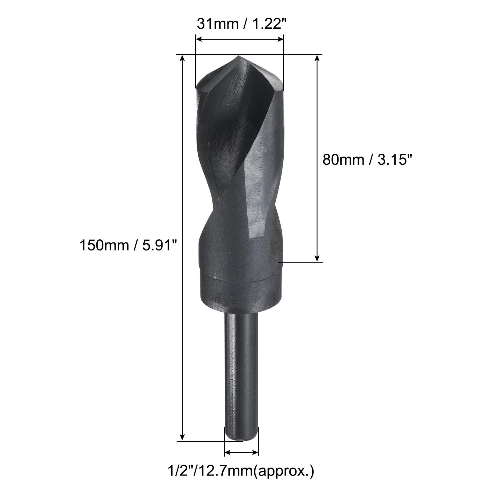 

Uxcell 17mm/31mm Twist Drill Bits Black Nitride Coated HSS-9341 with 1/2 Reduced Shank
