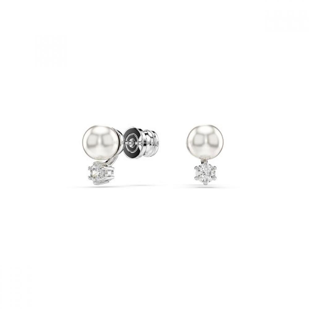 Swarovski Rhodium Crystal Pearl Stud Earrings 5694225