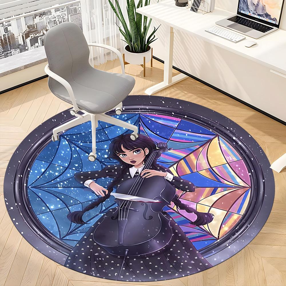 1PC Wednesday Addams Office Round Area Rug, Indoor Mat Suitable For Office, Under Office Chairs Bedroom Living Room Home Decor DT1212013