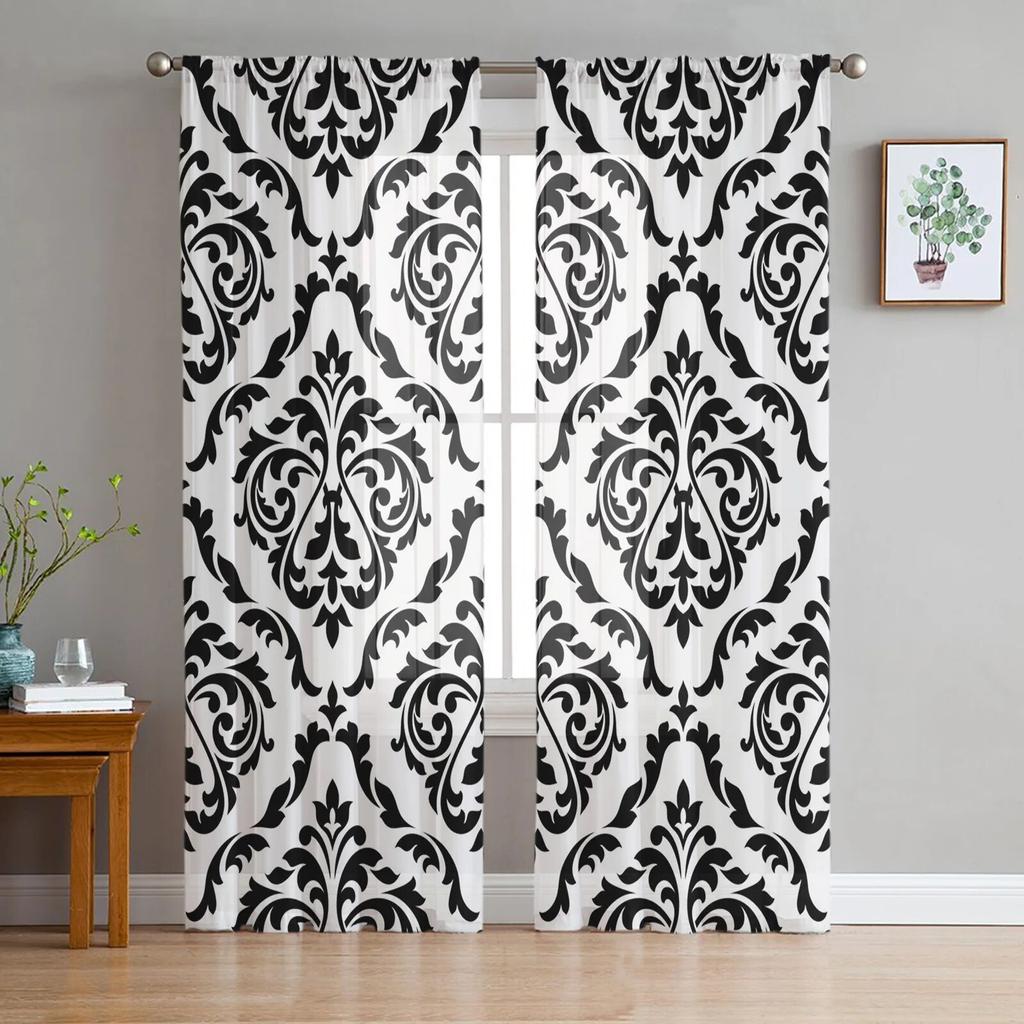 Schwarz Weiß Unregelmäßige Geometrie Tüll Vorhänge Für Wohnzimmer Schlafzimmer Dekor Chiffon Sheer Voile Küche Fenster Vorhang