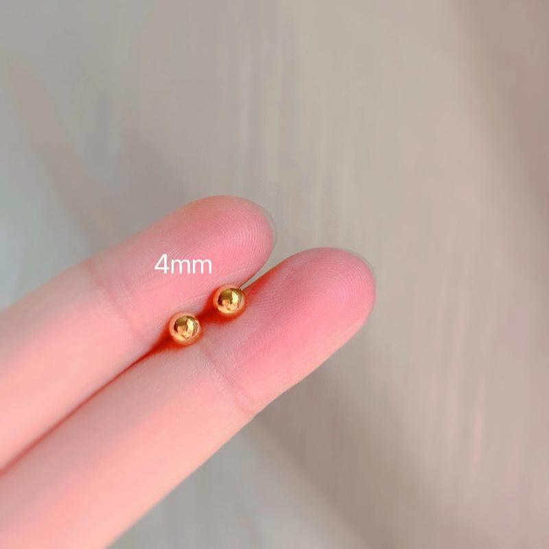 3/4/5/6Mm Classic Titanium Steel Dot Ball Stud Earrings Unisex Gold Color Stackable Simple Women'S Jewelry Christmas Gifts