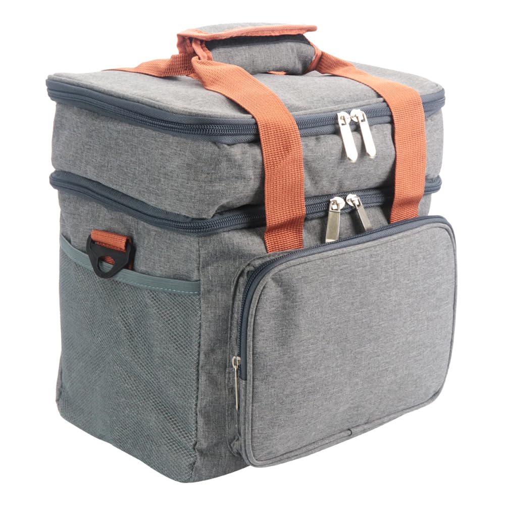 

Large capacity cooler box with shoulder complete with external keeps contents warm and ideal for camping and 10L strap, pockets, cold, shopping, серый