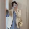 2025 Spring Autumn Women's Brown Blazer, Korean Style Loose Fit Casual Jacket with Notched Lapel, Internet Famous Office Wear for Daily Outfits