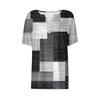 Women's Fashion Casual Geometric Printed T-Shirt V-Neck Short Sleeve Button Top