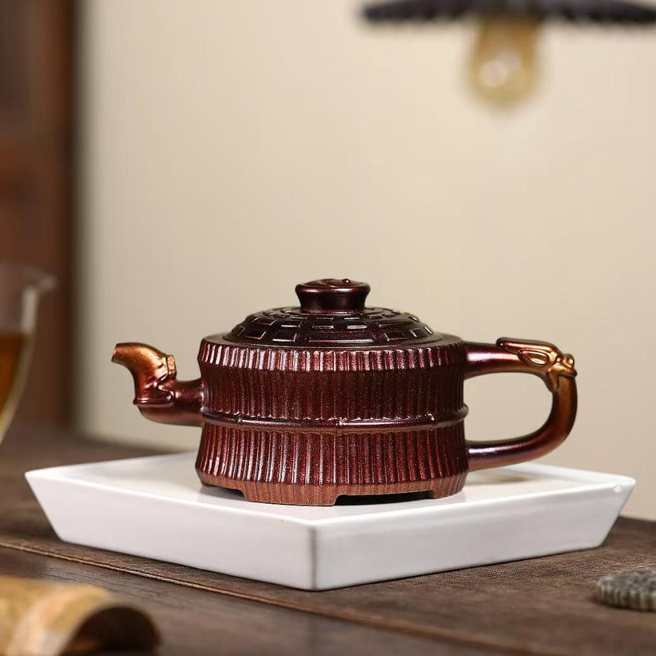 

Чайник Исинской глины ручной работы «Голова дракона» Багуа - Большой 400 мл, Чайный сервиз с бамбуковым дизайном