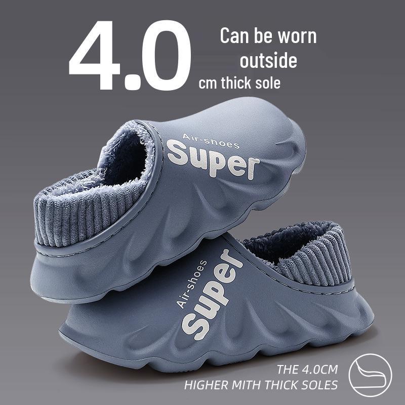

Зимние хлопковые тапочки: Комфорт при надевании, Вельветовая подкладка, Закрытая пятка, Водонепроницаемая, Толстая подошва, Домашняя обувь для мужчин и женщин 40-41 (fits 39-40) серый/синий
