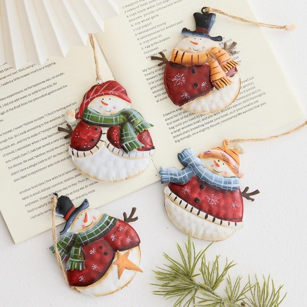 Handmade Snowman Hanging Model Hanging Cartoon Christmas Tree Decor with Lanyard Iron Party Decoration Festival Decoration