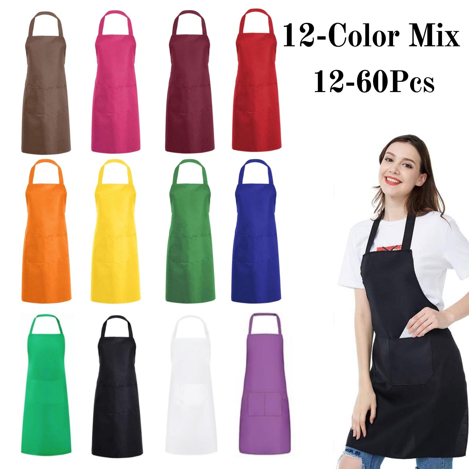 

12-60 шт. Унисекс Фартук Оптом Фартуки для Женщин с Карманами Фартук Официанта Кухонный Фартук для Приготовления Ресторан Живопись Рукоделие 12Pcs
